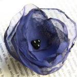 Royal Blue Fabric Flower Bobby Pin - Set Of 2