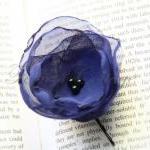 Royal Blue Fabric Flower Bobby Pin - Set Of 2