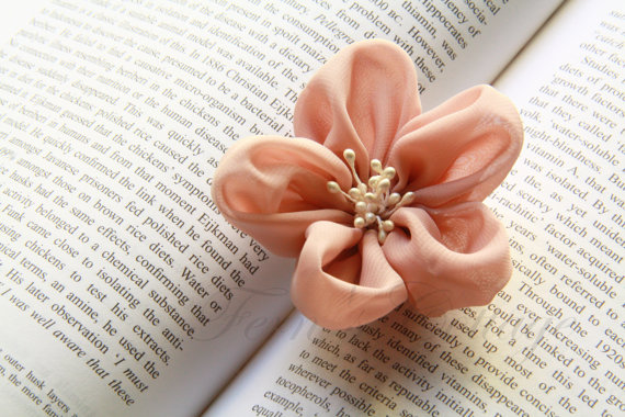 Fabric Flower Hair Clip And Brooch - Bridal Accessories - Wedding Favor - Shell Colour