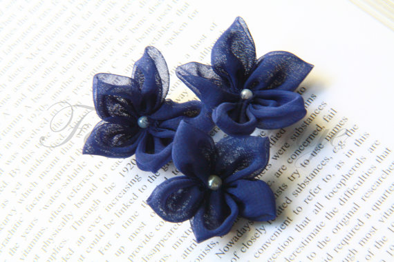 Chiffon Fabric Flower - Handmade - 5 Pcs
